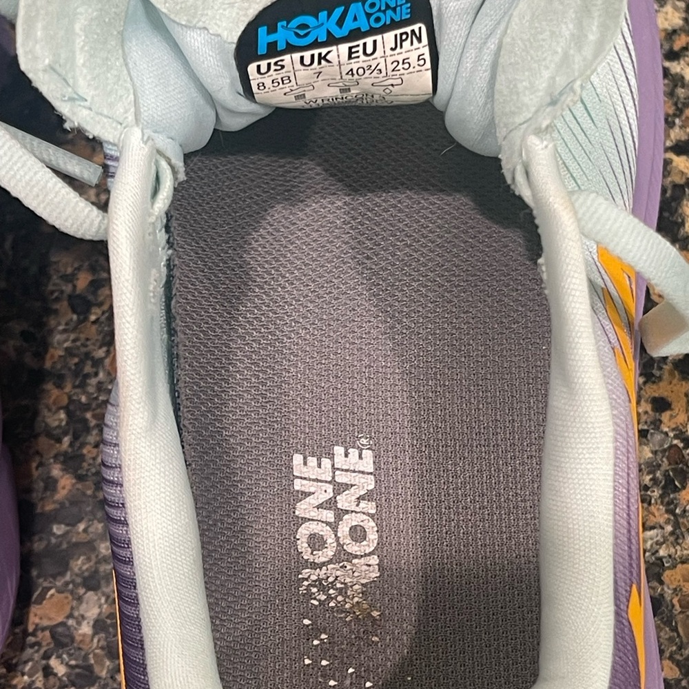 Hoka Light Blue and Purple Running Shoes rincon3 size 8.5 - Picture 6 of 9